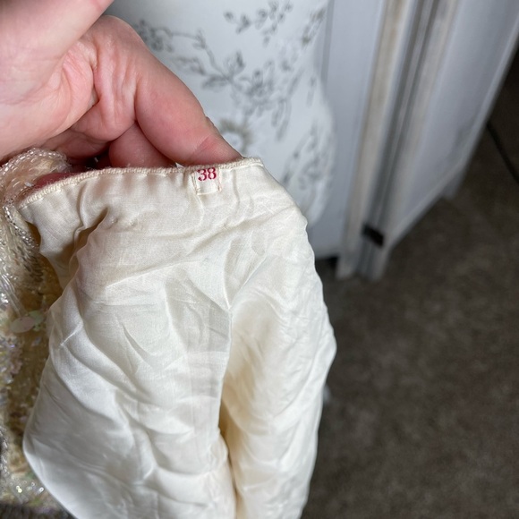 Vintage 60's Sequin Beaded Sweater Tank Top Flapper Hong Kong Medium - Picture 6 of 8